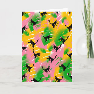 Vintage Monkey Pattern Print Holiday Card