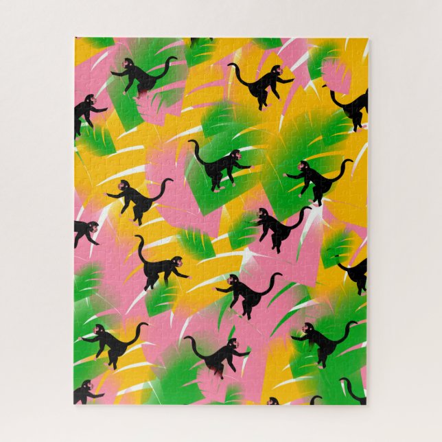 Vintage Monkey Pattern Print Jigsaw Puzzle (Vertical)