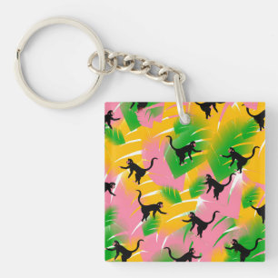 Vintage Monkey Pattern Print Keychain