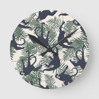 Vintage Monkey Pattern Round Clock