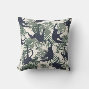 Vintage Monkey Pattern Throw Pillow