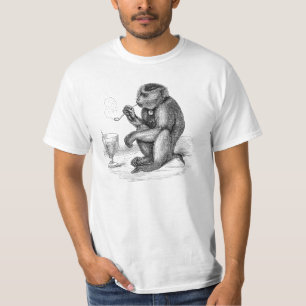 Vintage Monkey Smoking a Pipe Monkeys  Animal T-Shirt