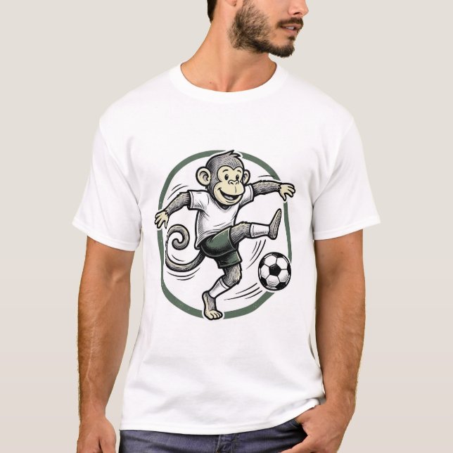 Vintage Monkey Soccer Player Engraving Shirt Desig (Front)