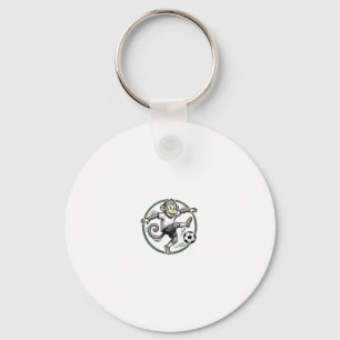 Vintage Monkey Soccer Player Engraving Shirt Desig Keychain
