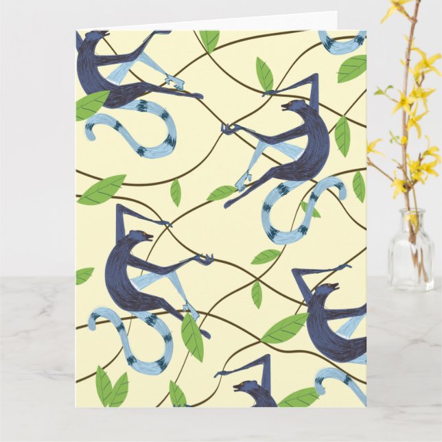 Vintage Monkeys Card (Yellow Flower)