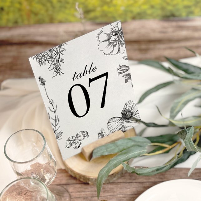Vintage Monochrome Botanical Wedding Table Numbers (Creator Uploaded)