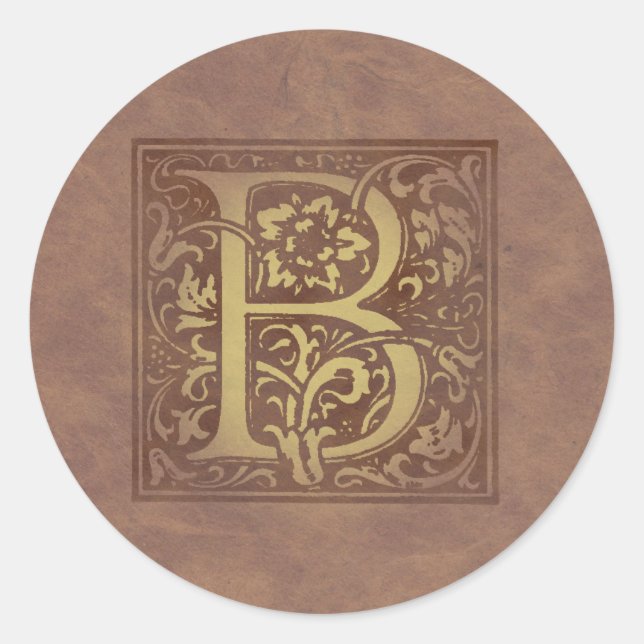 Vintage Monogram B Classic Round Sticker (Front)