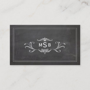 Vintage Monogram Black Rustic Chalkboard Business Card