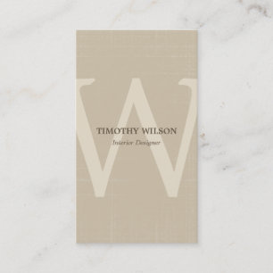 Vintage Monogram Business Cards - Khaki