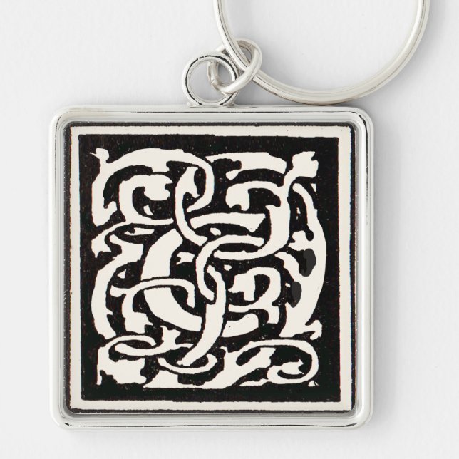 Vintage Monogram C Art Nouveau Letter Keychain (Front)