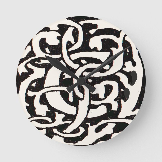 Vintage Monogram C Art Nouveau Letter Round Clock (Front)