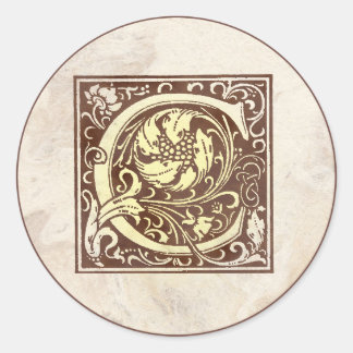 Vintage Monogram C Classic Round Sticker