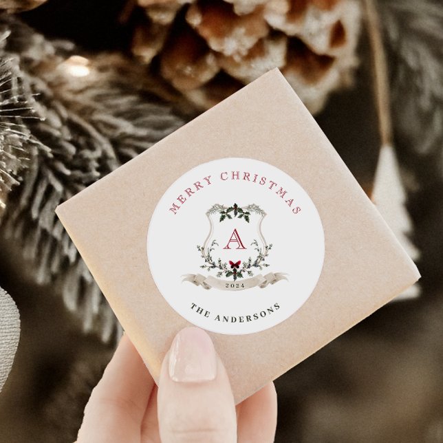 Vintage Monogram Christmas Sticker (Creator Uploaded)