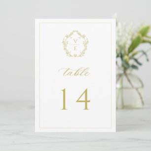 Vintage Monogram Crest Mariage Numéro de table