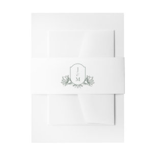 Vintage Monogram Crest Wedding Invitation Invitati Belly Band