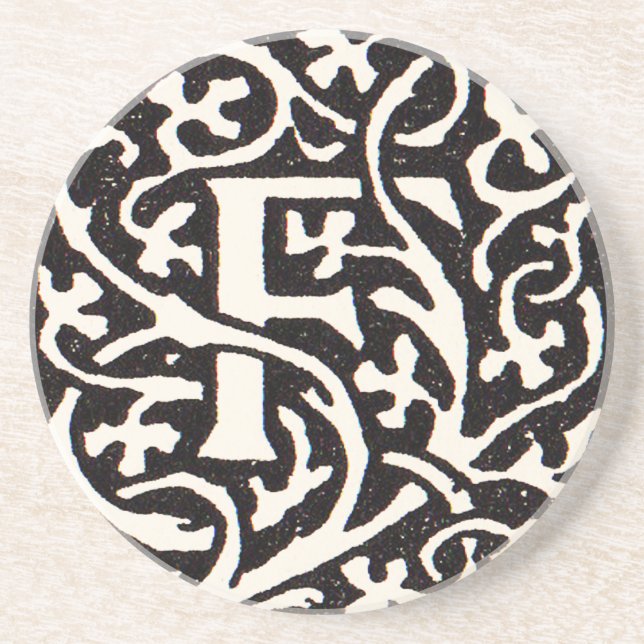 Vintage Monogram F Art Nouveau Letter Coaster (Front)