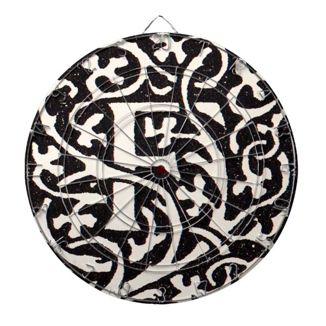 Vintage Monogram F Art Nouveau Letter Dartboard (Front)