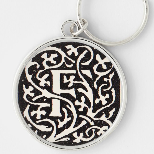 Vintage Monogram F Art Nouveau Letter Keychain (Front)