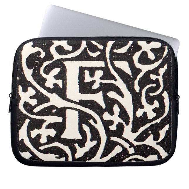 Vintage Monogram F Art Nouveau Letter Laptop Sleeve (Front)