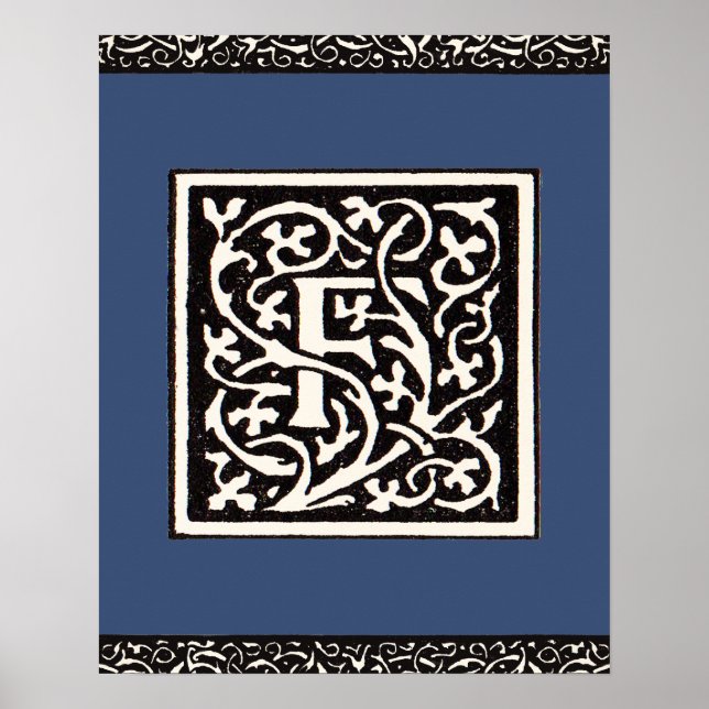 Vintage Monogram F Art Nouveau Letter Poster (Front)