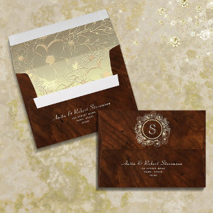 Vintage Monogram Gold Floral Wedding  Envelope