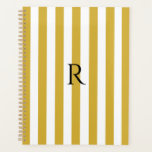 Vintage Monogram Gold & White Stripes Striped Planner<br><div class="desc">Modern vintage striped design. Vertical stripes pattern design in chic french classic elegant gold and white colour.</div>