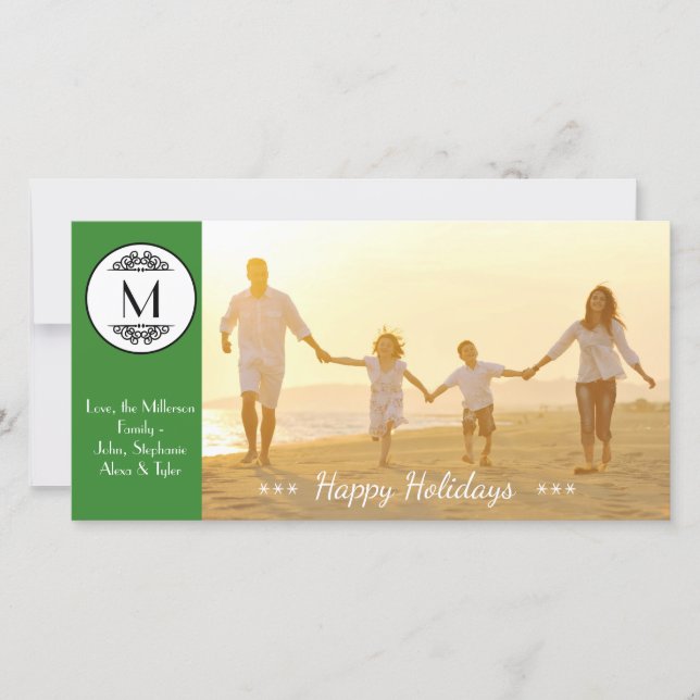 Vintage Monogram Green - Photo Card (Front)