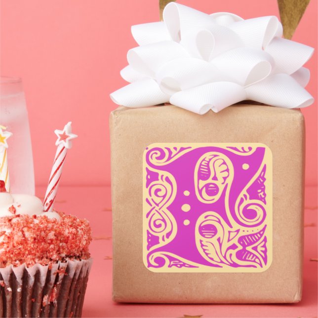 Vintage Monogram Initial Letter F Square Sticker (Party)
