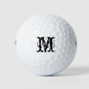Vintage monogram initial letter golf ball gift set