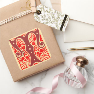 Vintage Monogram Initial Letter T Square Sticker
