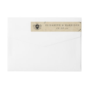 Vintage Monogram & Ink Stain Wedding Wrap Around Label