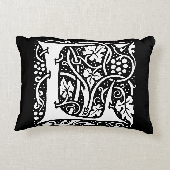 Vintage Monogram L Art Nouveau  Accent Pillow (Back)