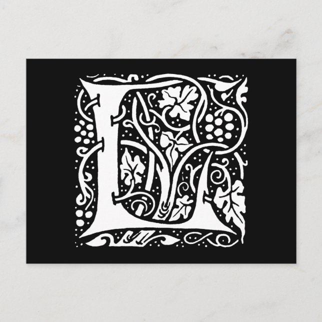 Vintage Monogram L Art Nouveau  Postcard (Front)