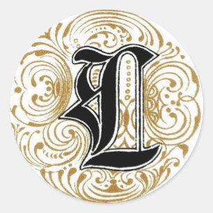 Vintage Monogram ‘L’ in Gold Classic Round Sticker