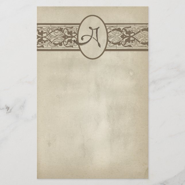 Vintage Monogram Letter A Stationery Paper (Front)