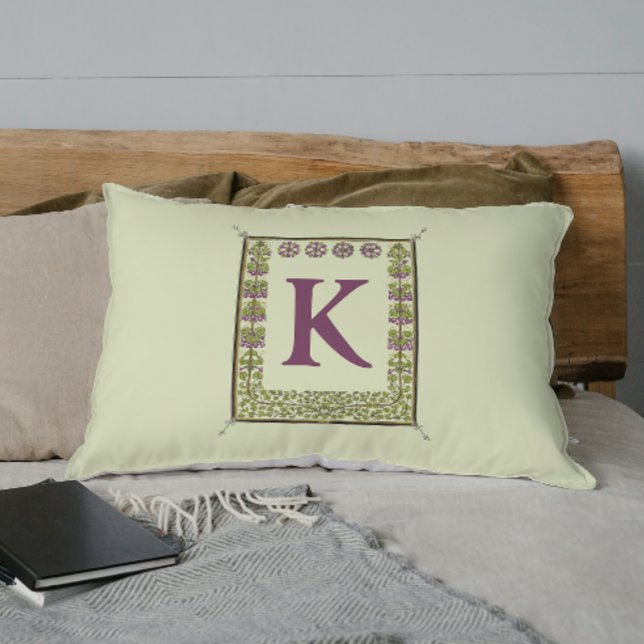 Vintage Monogram Letter Floral Frame Nouveau Pillowcase (Creator Uploaded)
