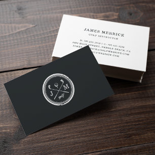 Vintage Monogram Logo Golf Pro or Instructor Business Card