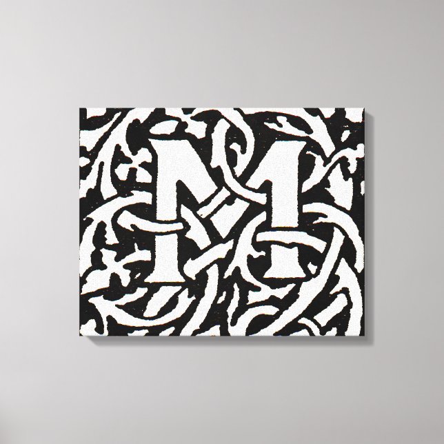 Vintage Monogram M Art Nouveau Letter Canvas Print (Front)