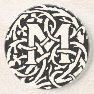 Vintage Monogram M Art Nouveau Letter Coaster