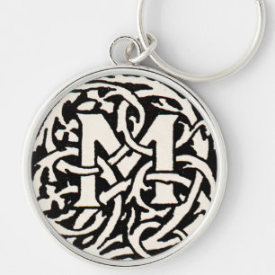 Vintage Monogram M Art Nouveau Letter Keychain