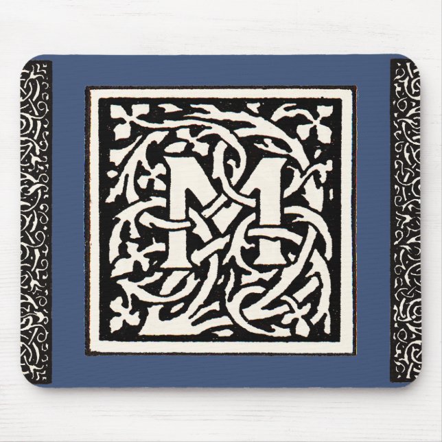 Vintage Monogram M Art Nouveau Letter Mouse Pad (Front)
