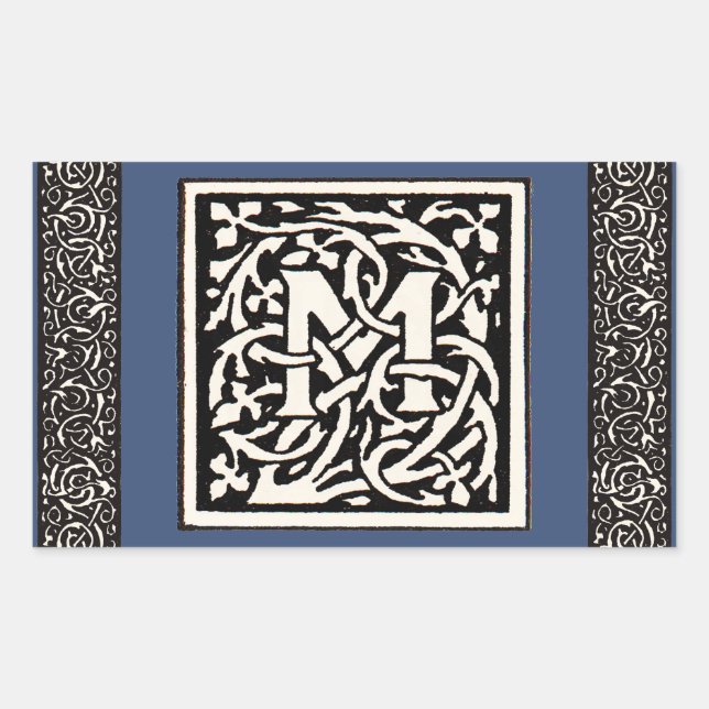 Vintage Monogram M Art Nouveau Letter Sticker (Front)