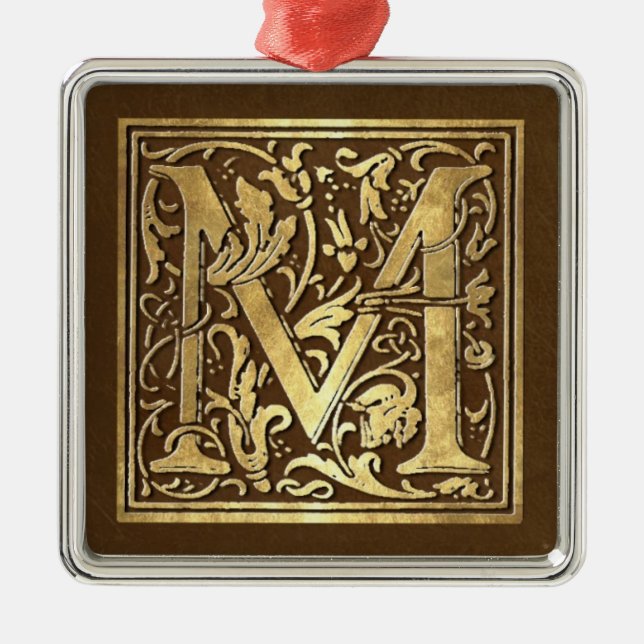 Vintage Monogram M Metal Ornament (Front)
