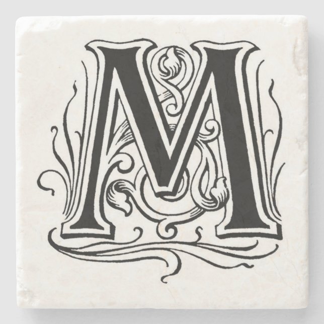 Vintage Monogram 'M' Stone Coaster (Front)