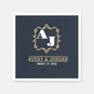 Vintage monogram name initials bride and groom napkin