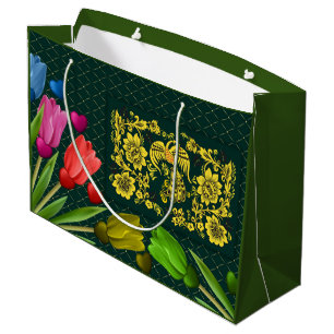 Vintage monogram pattern large gift bag