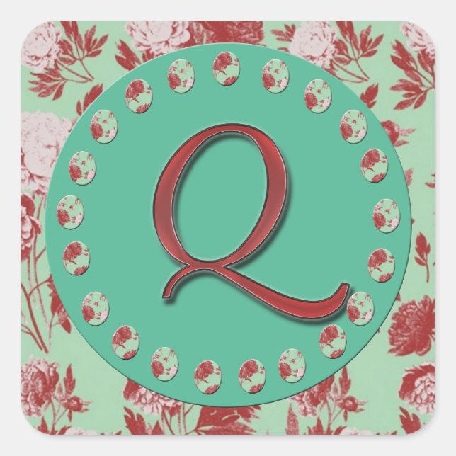 Vintage Monogram Q Square Sticker (Front)
