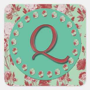 Vintage Monogram Q Square Sticker