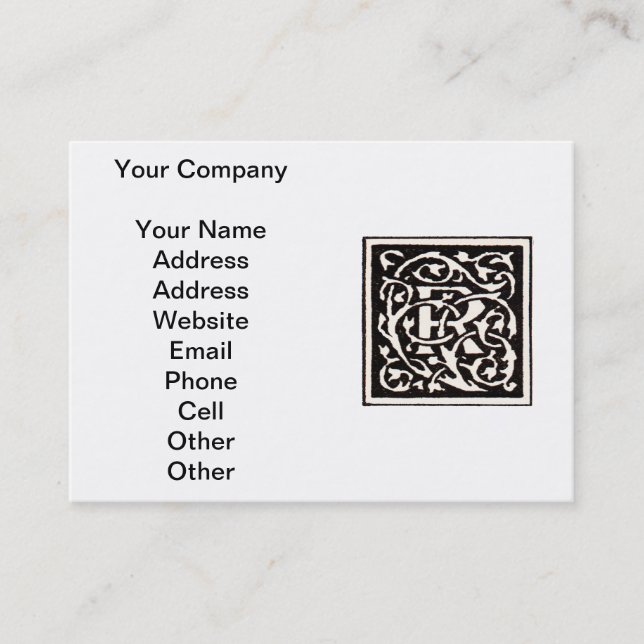 Vintage Monogram R Art Nouveau  Business Card (Front)