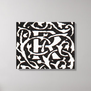 Vintage Monogram R Art Nouveau Canvas Print
